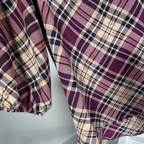 Hi-Lo Plaid Tunic Top - Picture 6 of 7